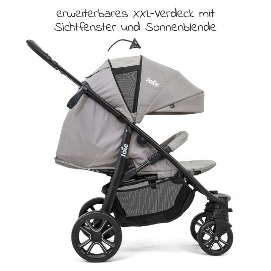 joie Buggy & Sportwagen Litetrax 4 DLX mit Teleskopschieber, Getränkehalter, Regenschutz, bis 22 kg belastbar - Gray Flannel