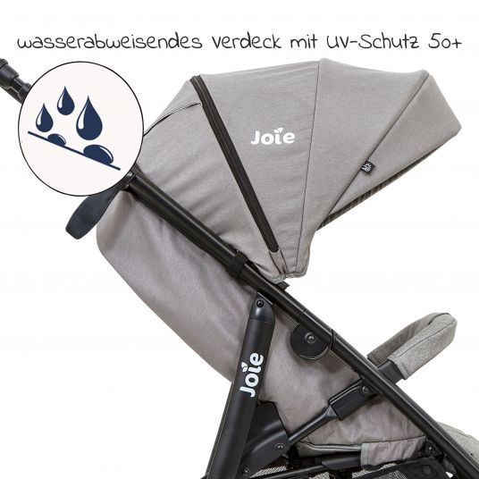 joie Buggy & Sportwagen Litetrax 4 DLX mit Teleskopschieber, Getränkehalter, Regenschutz, bis 22 kg belastbar - Gray Flannel