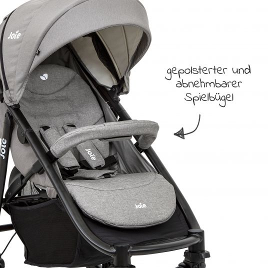 joie Buggy & Sportwagen Litetrax 4 DLX mit Teleskopschieber, Getränkehalter, Regenschutz, bis 22 kg belastbar - Gray Flannel