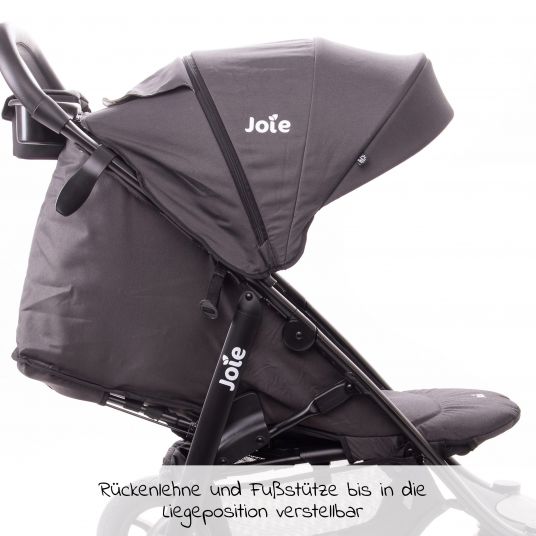 joie Litetrax 4 passeggino e carrozzina con portaoggetti a scorrimento, parapioggia e coprigambe - Carbone