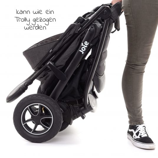 joie Litetrax 4 passeggino e carrozzina con portaoggetti a scorrimento, parapioggia e coprigambe - Carbone
