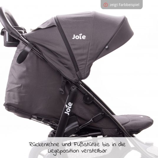 joie Litetrax 4 passeggino e carrozzina con portaoggetti a scorrimento, parapioggia e coprigambe - flanella grigia