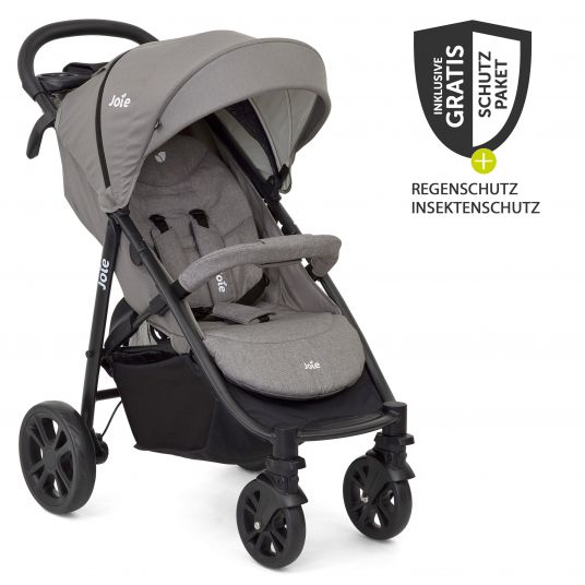 joie Buggy & Stroller Litetrax 4 with Slider Storage, Raincover & Insect Shield - Gray Flannel