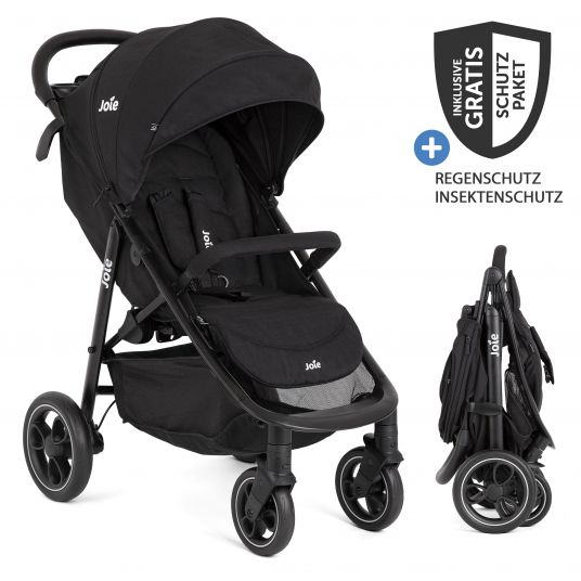 joie Buggy & pushchair Litetrax up to 22 kg load capacity with slide storage compartment incl. insect screen & rain cover - Shale