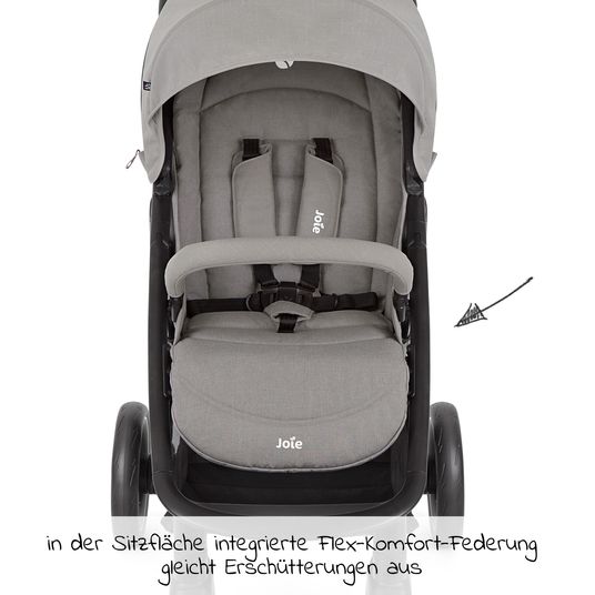 joie Buggy & pushchair Litetrax up to 22 kg load capacity with slider storage compartment & rain cover - Pebble