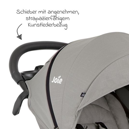 joie Buggy & Sportwagen Litetrax inkl. Fußsack - bis 22 kg belastbar mit Schieber-Ablagefach & Regenschutz - Pebble