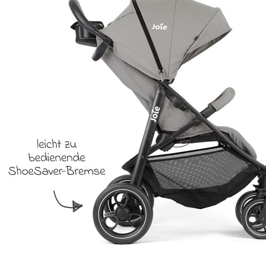 joie Buggy & Sportwagen Litetrax inkl. Fußsack - bis 22 kg belastbar mit Schieber-Ablagefach & Regenschutz - Pebble