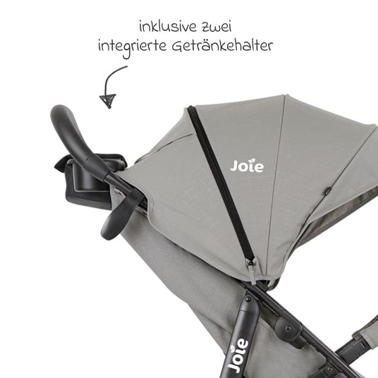 joie Buggy & Sportwagen Litetrax inkl. Fußsack - bis 22 kg belastbar mit Schieber-Ablagefach & Regenschutz - Pebble