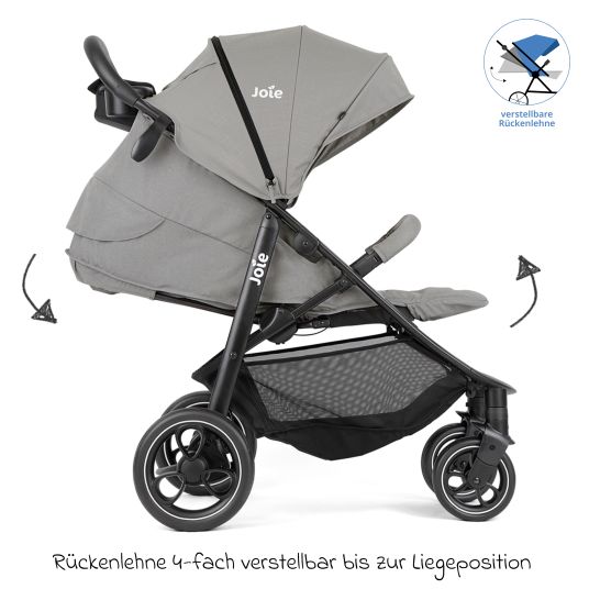 joie Buggy & Sportwagen Litetrax inkl. Fußsack - bis 22 kg belastbar mit Schieber-Ablagefach & Regenschutz - Pebble