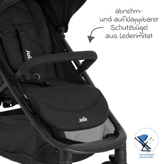 joie Buggy & pushchair Litetrax incl. footmuff - load capacity up to 22 kg with push bar storage compartment & rain cover - Shale