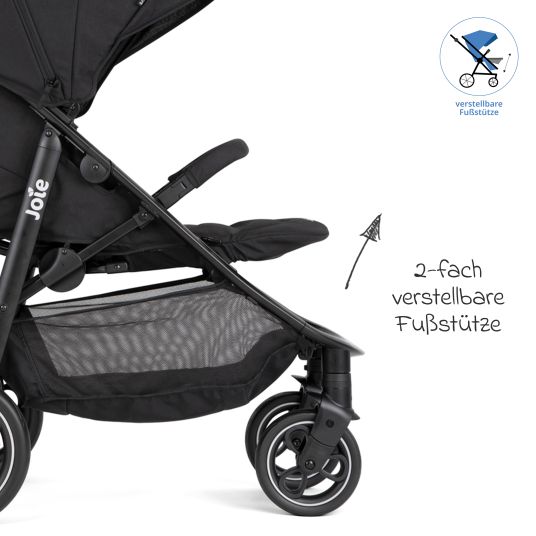 joie Buggy & pushchair Litetrax incl. footmuff - load capacity up to 22 kg with push bar storage compartment & rain cover - Shale