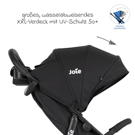 joie Buggy & pushchair Litetrax incl. footmuff - load capacity up to 22 kg with push bar storage compartment & rain cover - Shale