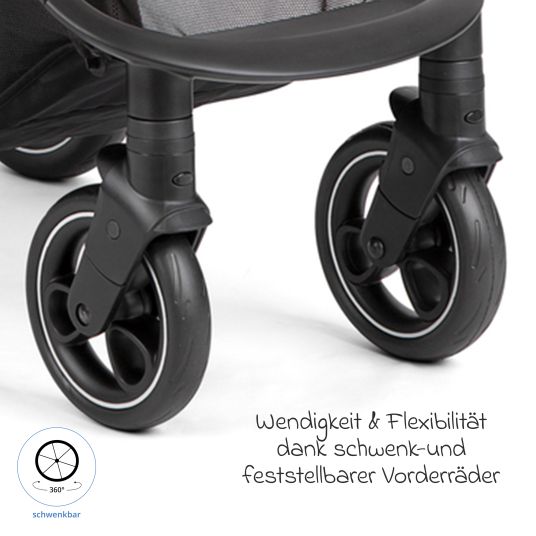 joie Buggy & pushchair Litetrax incl. footmuff - load capacity up to 22 kg with push bar storage compartment & rain cover - Shale