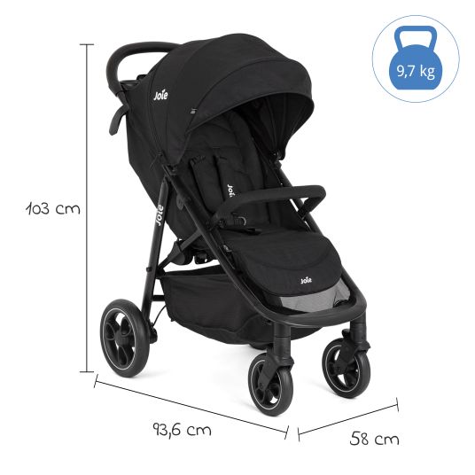 joie Buggy & pushchair Litetrax incl. footmuff - load capacity up to 22 kg with push bar storage compartment & rain cover - Shale