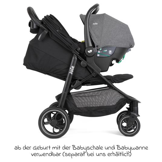 joie Buggy & pushchair Litetrax incl. footmuff - load capacity up to 22 kg with push bar storage compartment & rain cover - Shale