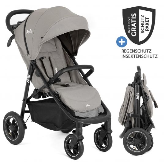 joie Buggy & pushchair Litetrax Pro Air up to 22 kg load capacity with pneumatic tires, pusher storage compartment incl. insect screen & rain cover - Pebble