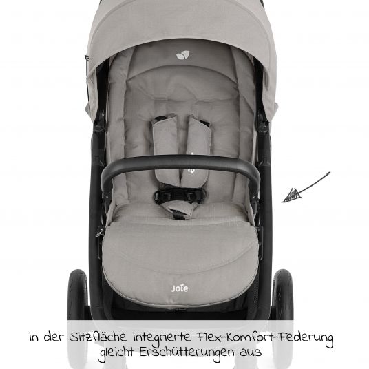 joie Buggy & pushchair Litetrax Pro Air up to 22 kg load capacity with pneumatic tires, pusher storage compartment incl. insect screen & rain cover - Pebble