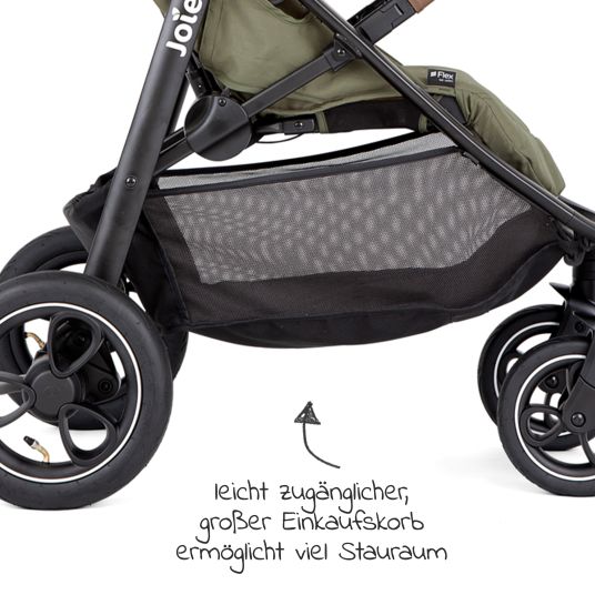 joie Buggy & pushchair Litetrax Pro Air up to 22 kg load capacity with pneumatic tires, pusher storage compartment incl. insect screen & rain cover - Rosemary