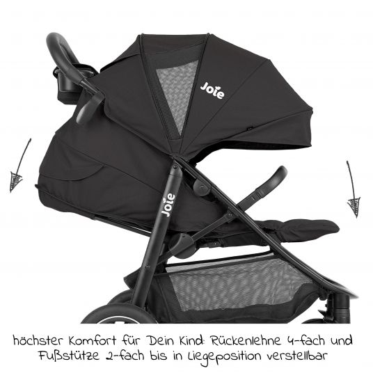 joie Buggy & pushchair Litetrax Pro Air up to 22 kg load capacity with pneumatic tires, pusher storage compartment incl. insect screen & rain cover - Shale