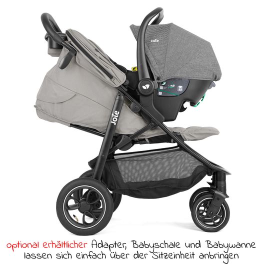 joie Buggy & pushchair Litetrax Pro Air up to 22 kg load capacity with pneumatic tires, pusher storage compartment & rain cover - Pebble