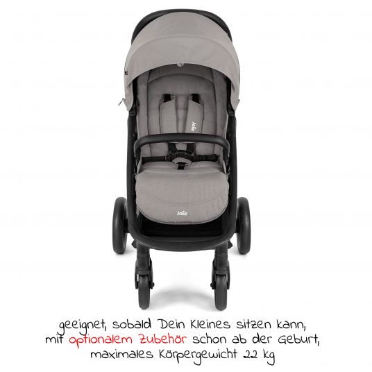 joie Buggy & pushchair Litetrax Pro up to 22 kg load capacity with sliding storage compartment incl. insect screen & rain cover - Pebble