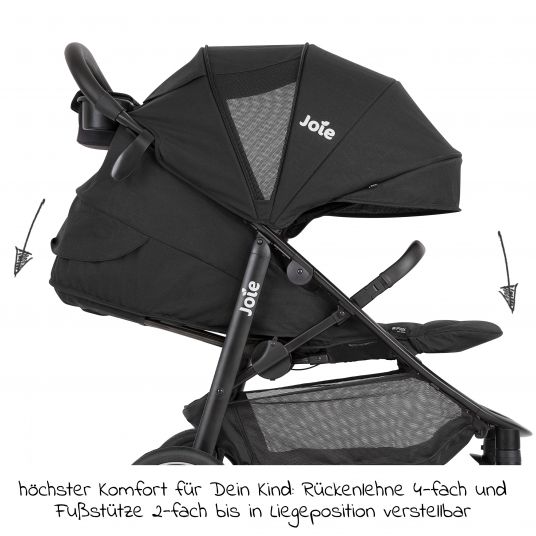 joie Buggy & pushchair Litetrax Pro up to 22 kg load capacity with sliding storage compartment incl. insect screen & rain cover - Shale