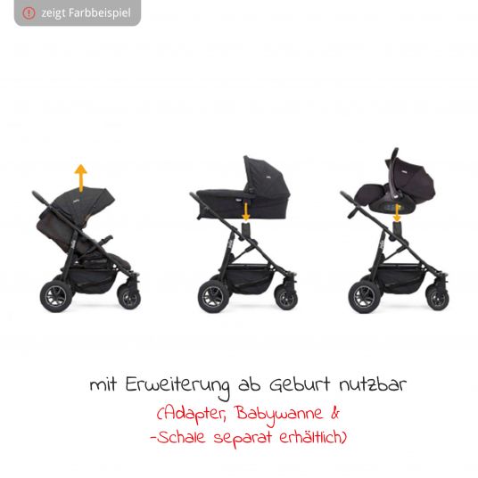 joie Buggy & stroller Mytrax Flex up to 22 kg loadable-with comfort suspension, rain cover, footmuff & hand muff - Gray Flannel
