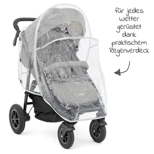 joie Buggy & Stroller Mytrax with pneumatic tires, cup holder, rain cover, footmuff & hand muff - Gray Flannel