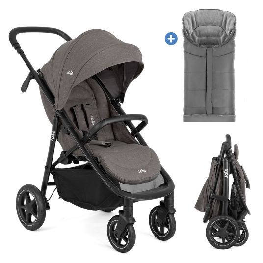 joie Buggy & Sportwagen Mytrax Pro inkl. Fußsack - bis 22 kg belastbar mit Teleskopschieber, Getränkehalter & Regenschutz - Thunder