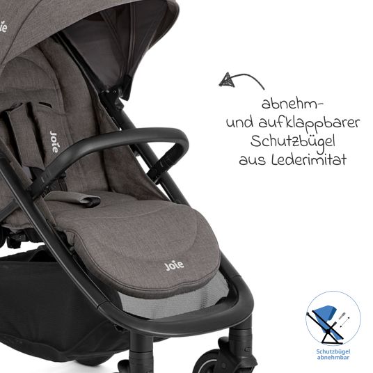 joie Buggy & Sportwagen Mytrax Pro inkl. Fußsack - bis 22 kg belastbar mit Teleskopschieber, Getränkehalter & Regenschutz - Thunder