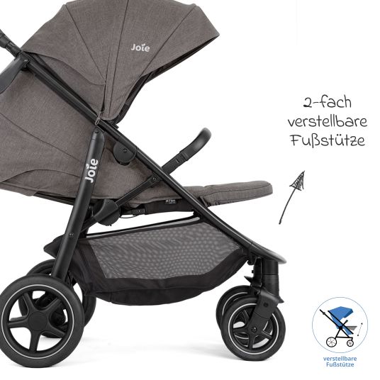 joie Buggy & Sportwagen Mytrax Pro inkl. Fußsack - bis 22 kg belastbar mit Teleskopschieber, Getränkehalter & Regenschutz - Thunder