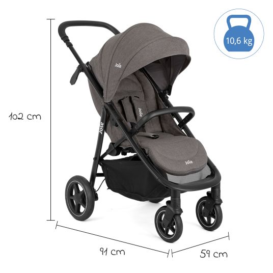 joie Buggy & Sportwagen Mytrax Pro inkl. Fußsack - bis 22 kg belastbar mit Teleskopschieber, Getränkehalter & Regenschutz - Thunder