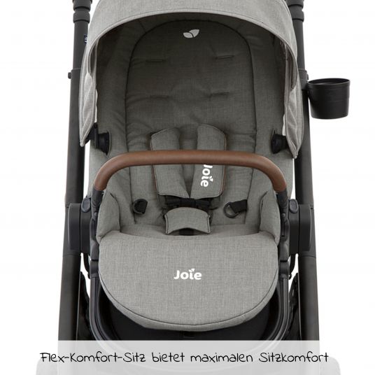 joie Buggy & Sportwagen Versatrax bis 22 kg belastbar - umsetzbare Sitzeinheit, Adapter inkl. Insektenschutz & XXL-Zubehörpaket - Pebble