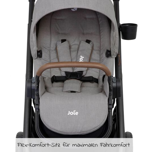 joie Buggy & Sportwagen Versatrax bis 22 kg belastbar - umsetzbare Sitzeinheit, Adapter & XXL-Zubehörpaket - Gray Flannel