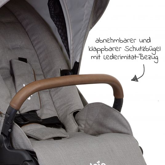 joie Buggy & Stroller Versatrax E up to 22 kg convertible seat unit + cup holder, adapter & rain cover - Gray Flannel