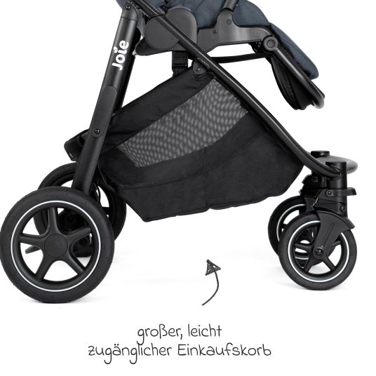 joie Buggy & pushchair Versatrax with new tire design - loadable up to 22 kg with telescopic push bar, convertible seat unit, adapter & rain cover - Moonlight