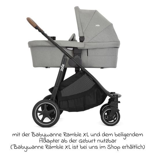 joie Buggy & pushchair Versatrax with new tire design - loadable up to 22 kg with telescopic push bar, convertible seat unit, adapter & rain cover - Pebble
