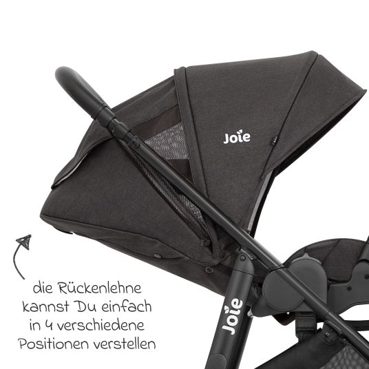 joie Buggy & pushchair Versatrax with new tire design - loadable up to 22 kg with telescopic push bar, convertible seat unit, adapter & rain cover - Shale