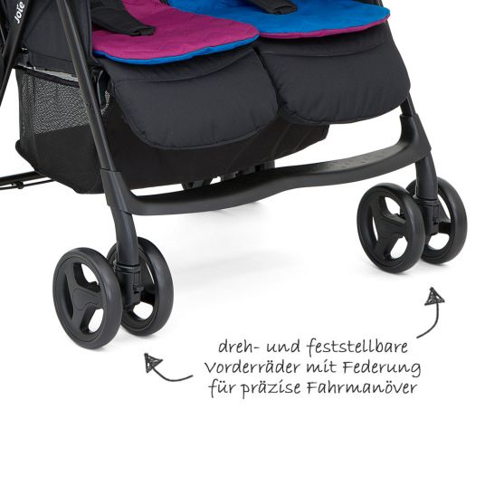 joie Sibling & twin buggy Aire Twin incl. raincover - Rosy & Sea