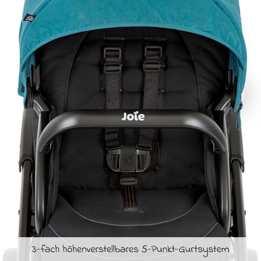 joie Geschwister- & Zwillingskinderwagen Evalite Duo ultraleicht nur ca 10 kg Eigengewicht Rücksitz mit Liegeposition - inkl. Regenschutz - Capri