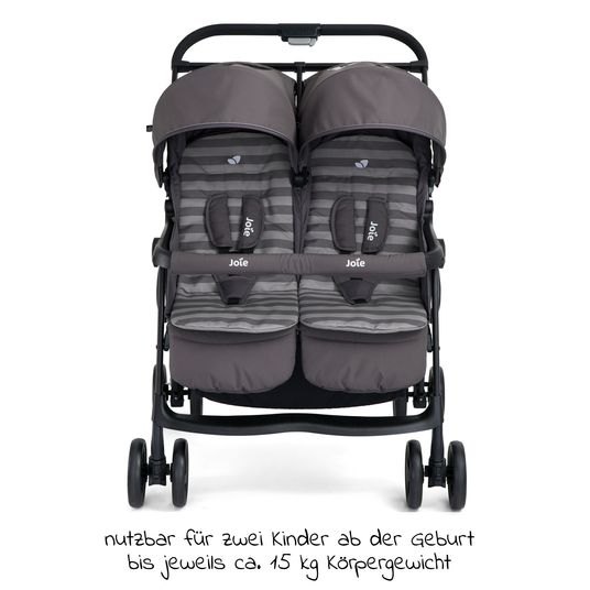 joie Geschwister- & Zwillingswagen Aire Twin mit Liegeposition inkl. Regenschutz & Wendesitzauflage - Dark Pewter
