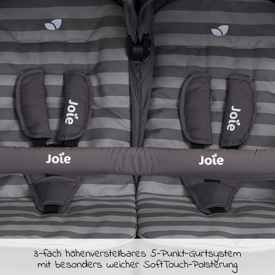joie Geschwister- & Zwillingswagen Aire Twin mit Liegeposition inkl. Regenschutz & Wendesitzauflage - Dark Pewter