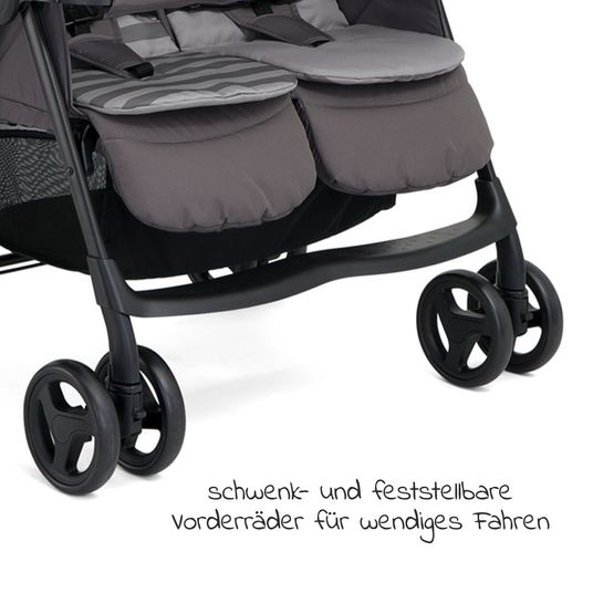 joie Geschwister- & Zwillingswagen Air Twin mit Liegeposition inkl. Regenschutz & Wendesitzauflage - Dark Pewter