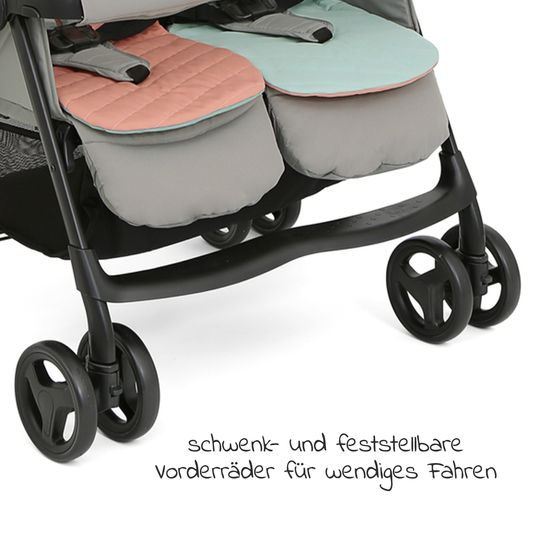 joie Geschwister- & Zwillingswagen Air Twin mit Liegeposition inkl. Regenschutz & Wendesitzauflage - Nectar & Mineral