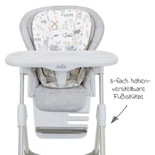 joie High chair Mimzy 2in1 incl. dining tray & seat reducer - Farm Friends