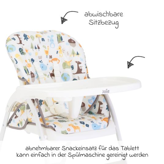 joie Highchair Mimzy Snacker usable from 6 months small foldable only 6.3 kg light - Alphabet