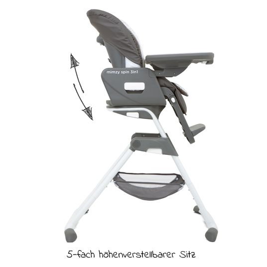 joie Hochstuhl Mimzy Spin 3in1 ab Geburt - 15 kg mit 360° drehbarem Sitz & flacher Liegeposition - Tile