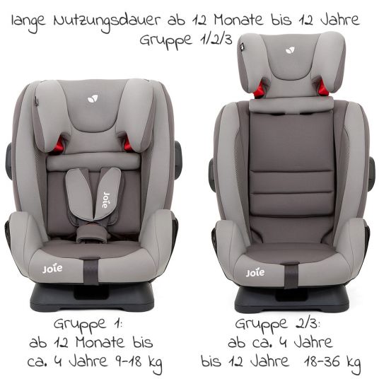 joie Kindersitz Fortifi R Gruppe 1/2/3 - ab 12 Monate - 12 Jahre (9-36 kg) inkl. Auto - Organizer - Dark Peweter