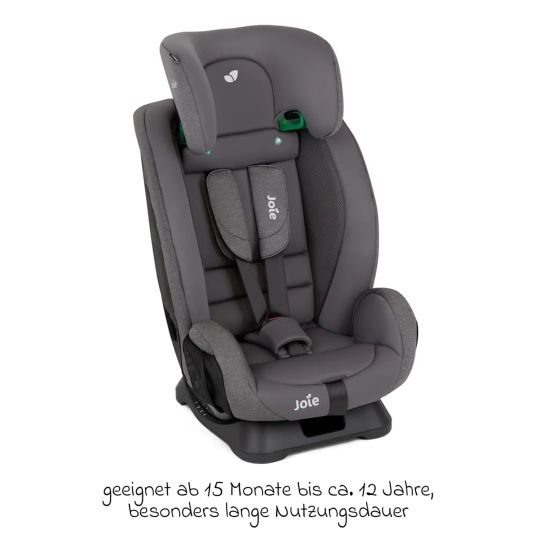 joie Kindersitz Fortifi R129 i-Size ab 15 Monate - 12 Jahre (76 cm - 145 cm) inkl. Autositz-Schutzunterlage - Thunder