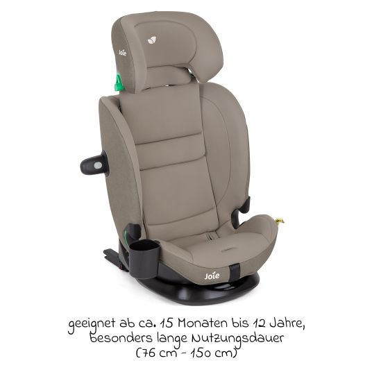 joie Child seat i-Bold R129 i-Size from 15 months - 12 years (76 cm - 150 cm) with Isofix, top tether & cup holder - Oak